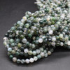 Light Moss Agate Gemstone Round Beads 4mm, 6mm, 8mm, 10mm Sizes - 15'' Strand, for Jewellery Making