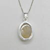 Golden Rutilated Quartz Oval Pendant in Sterling Silver   1 Piece  2.2cm  No Chain - 5 Options