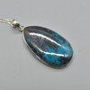 Azurite Oval, Teardrop Pendant in 925 Silver , 1 Piece,  3.2cm-4.7cm,  No Chain - 4 Options
