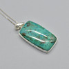 Chrysocolla Oval, Rectangular Pendant in 925 Silver , 1 Piece,  3.4-3.5cm,  No Chain - 3 Options