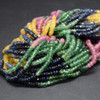 Multi-Coloured Sapphire Irregular FACETED Rondelle Beads - 2-3mm x 1.5mm - 2mm - 14'' Strand - Gemstone Beads for Jewellery