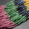 Multi-Coloured Sapphire Irregular FACETED Rondelle Beads - 2-3mm x 1.5mm - 2mm - 14'' Strand - Gemstone Beads for Jewellery