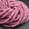 Pink Sapphire Irregular Faceted Rondelle Beads, 2.5-5mm x 1.5-3mm, 16'' Strand  Gemstone Beads for Jewellery