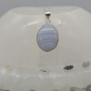 Blue Lace Agate Oval Pendant In 925 Silver - 1 Piece - 3.2cm - No Chain