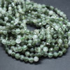 Green Rutilated Quartz FACETED Round Beads - 4mm - 15'' Strand - Gemstone Beads for Jewellery Making