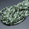 Green Rutilated Quartz FACETED Round Beads - 4mm - 15'' Strand - Gemstone Beads for Jewellery Making