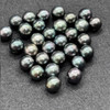 Single Genuine Tahitian Black Pearl Bead (7-8mm) - Natural Dark Peacock Lustre - Real Saltwater Loose Pearl for Jewellery Making