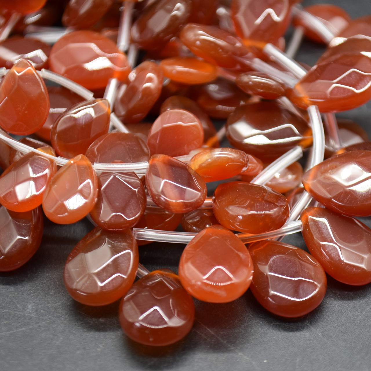 10 High Quality Red Agate Semi-precious Gemstone Faceted Teardrop