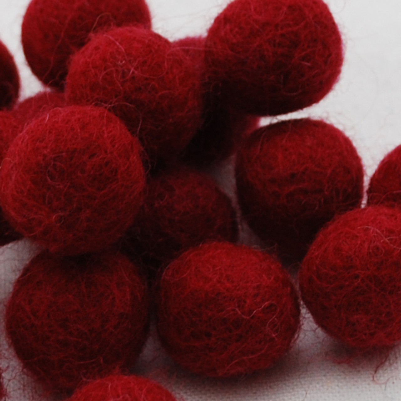 100% Wool Felt Balls - 2cm - Red - 20 Count / 100 Count