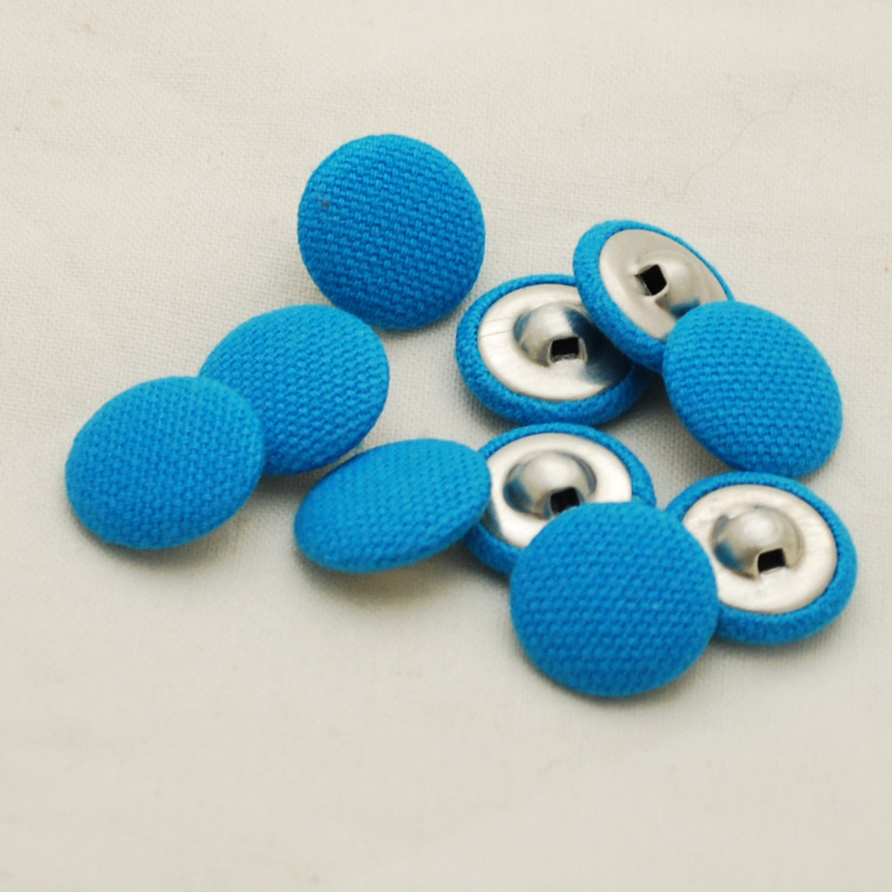 blue fabric buttons