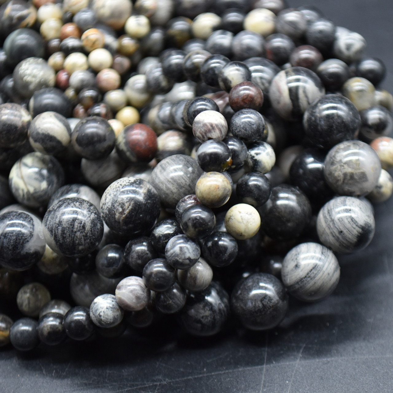 High Quality Grade A Natural Black Silver Leaf Jasper Gemstone