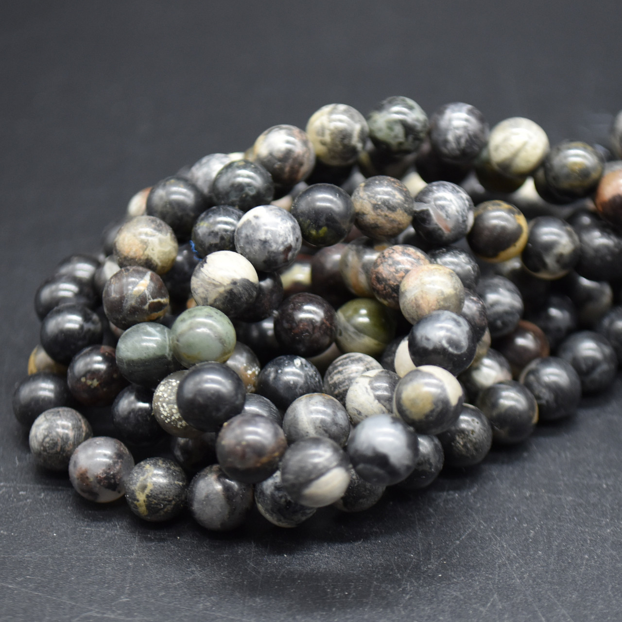 High Quality Grade A Natural Black Silver Leaf Jasper Gemstone