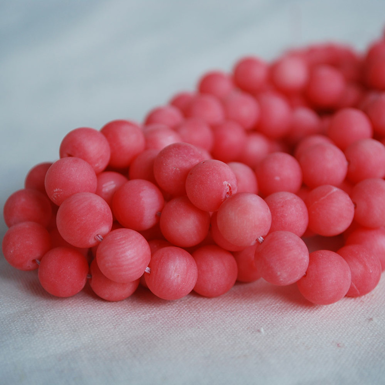 High Quality Grade A Pink Coral (dyed from natural coral) Frosted / Matte  Semi-precious Gemstone Round Beads 4mm, 6mm, 8mm, 10mm sizes 