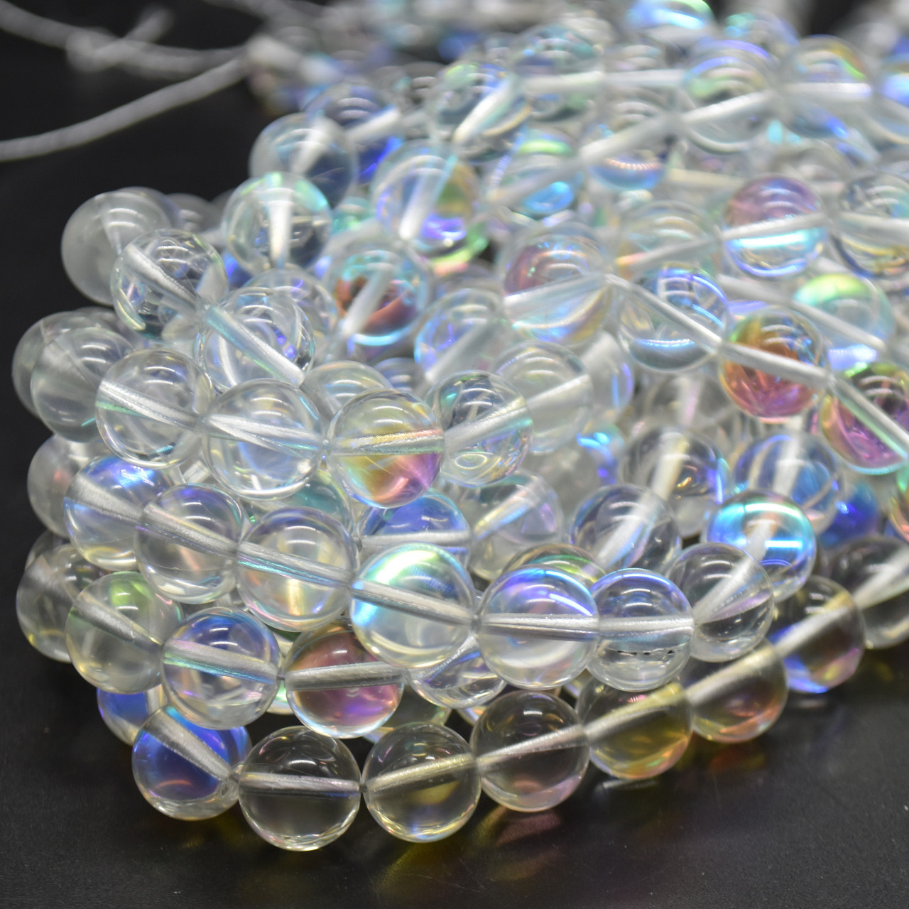 8mm Round , MYSTIC AURA QUARTZ BEADS, Shiny HOLOGRAPHIC BEADS, SOLD PE –  Madeinindia Beads