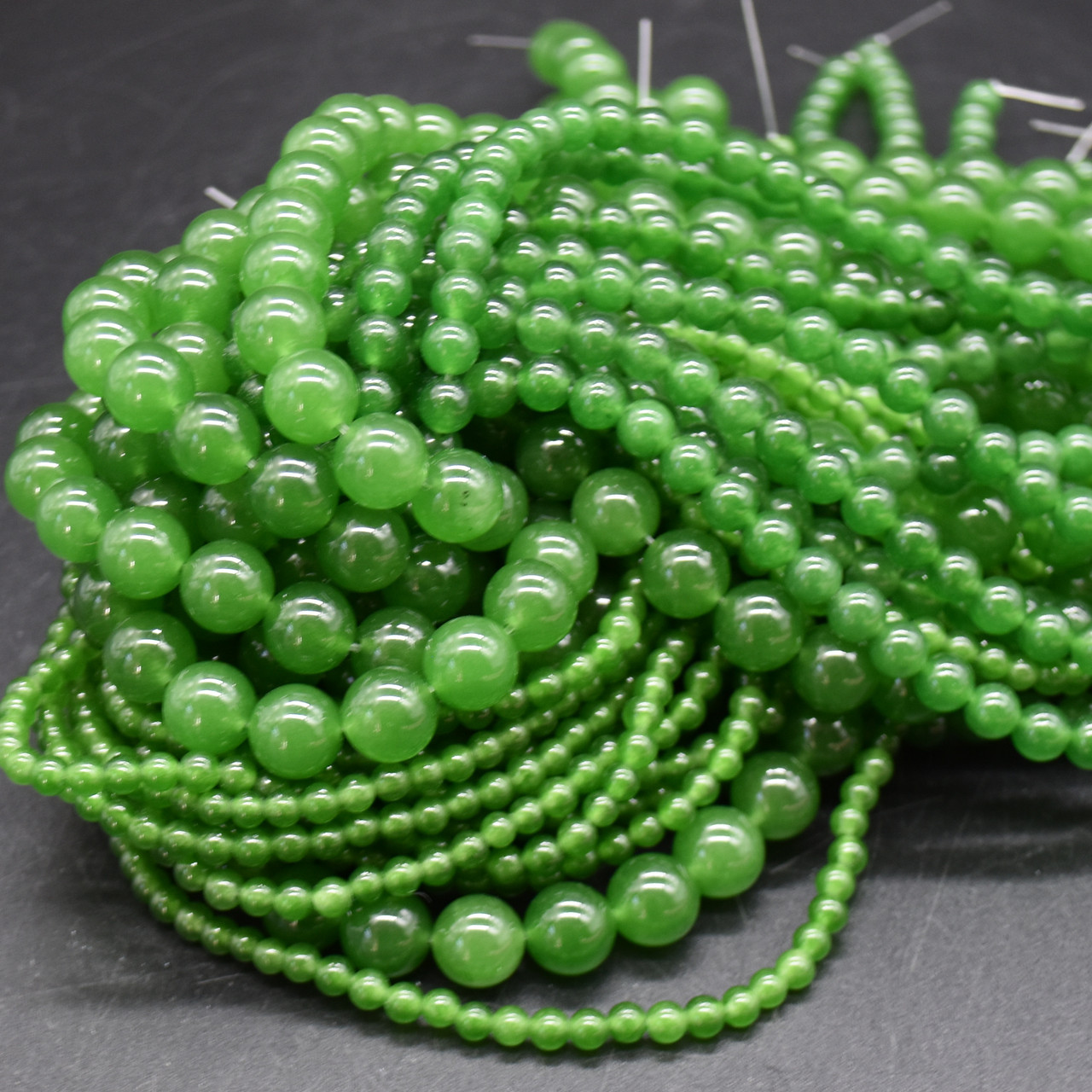 High Quality Dark Green Jade (dyed) Semi-precious Gemstone Round Beads -  4mm, 6mm, 8mm, 10mm sizes 