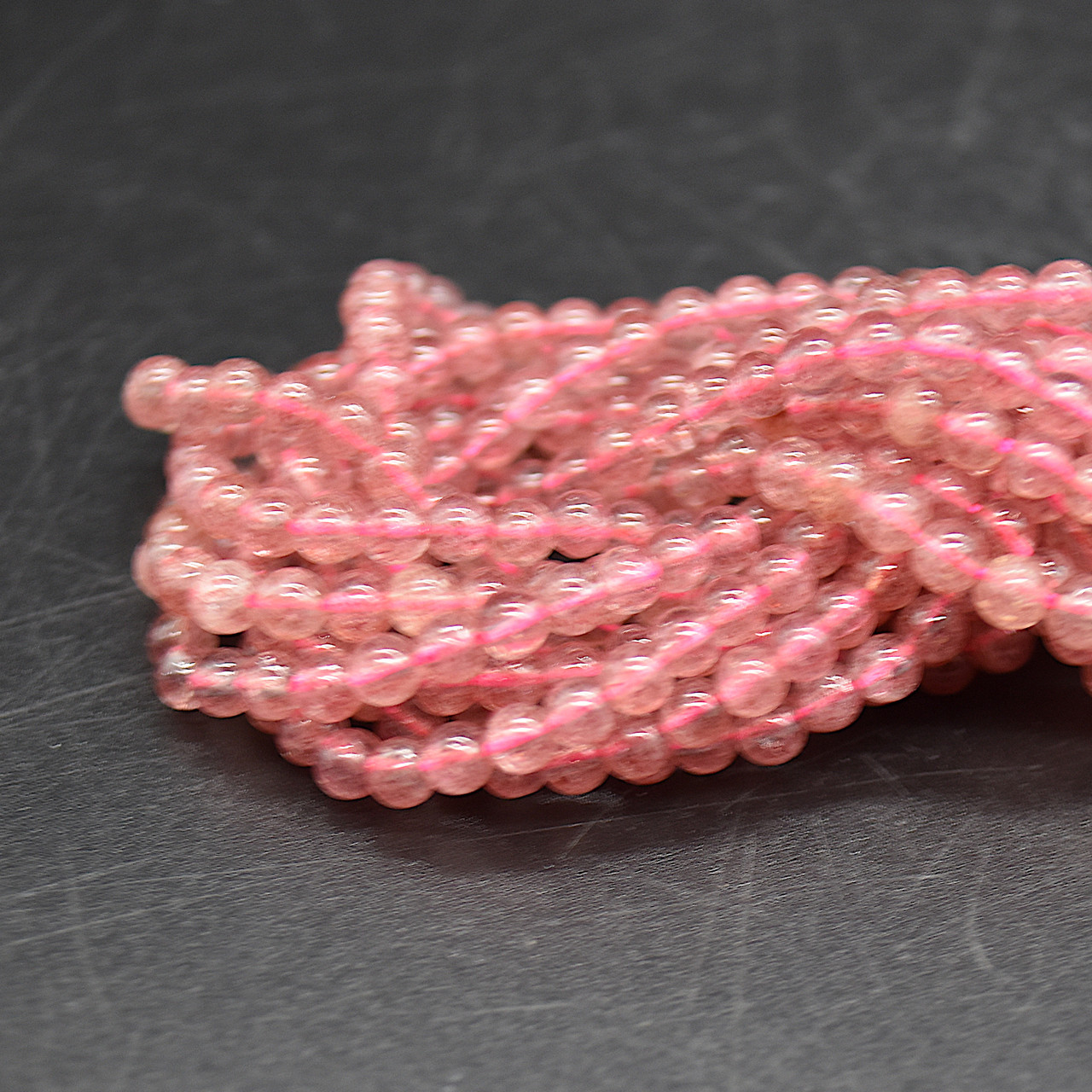 Pink Strawberry Quartz Faceted Cushion Beads -- Jindal Gems