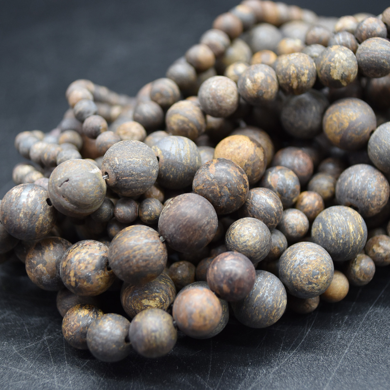 Joe Foreman Natural Bronzite Gemstone Beads - 8mm Round Loose Beads For Jewelry Making (15 Beads, Brazil Origin)