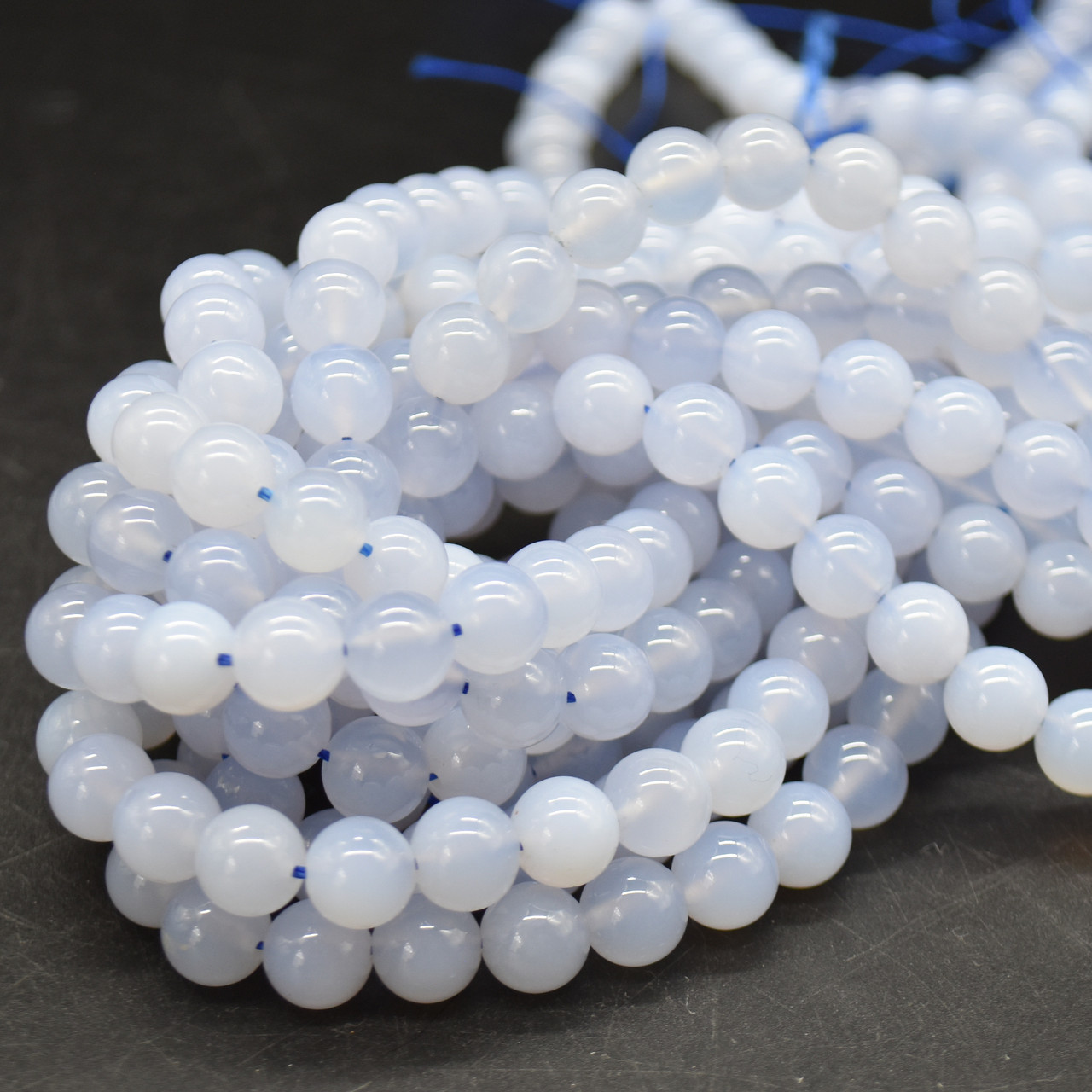 Natural Blue Chalcedony Faceted Coin Beads Strand – 4x4mm, AAA Quality, 13" (Eklavya Jewels, India)