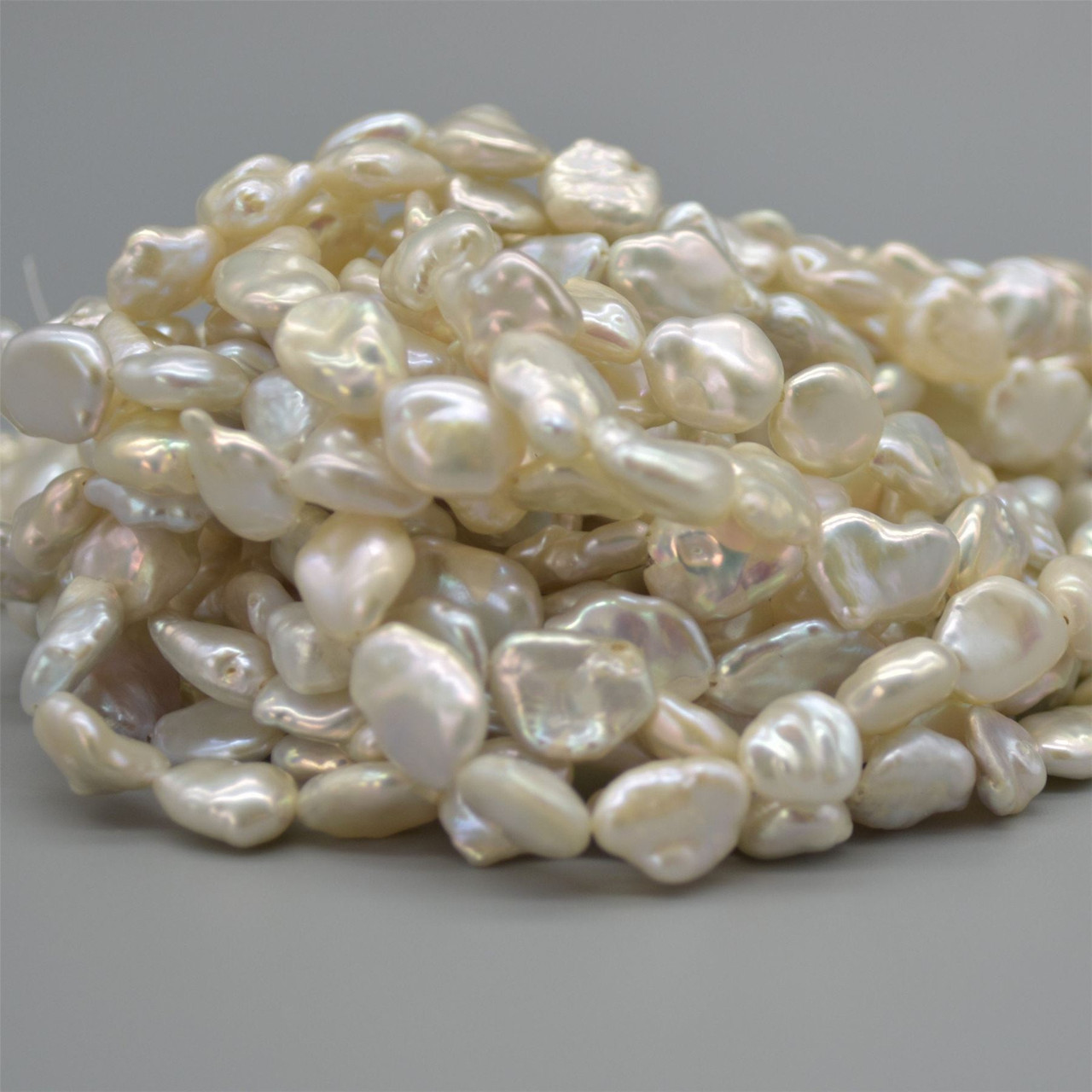 High Quality Grade A Natural White Freshwater Baroque Nugget Keshi ...