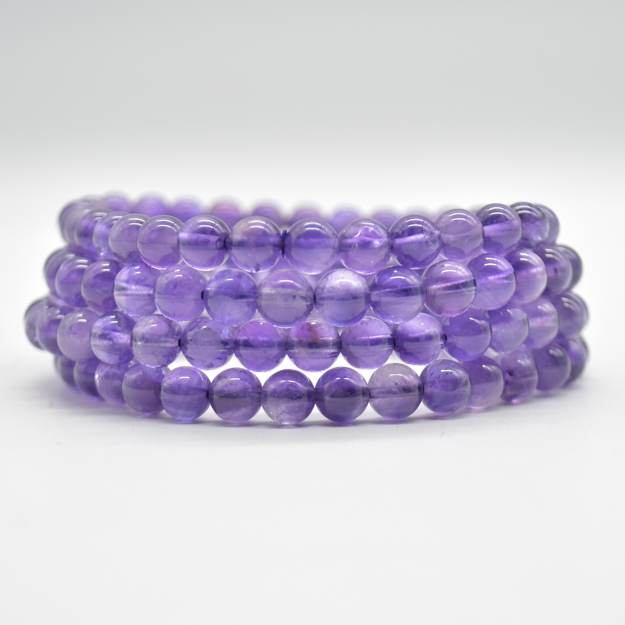 Natural Amethyst Semi-precious Gemstone Round Beads Sample strand