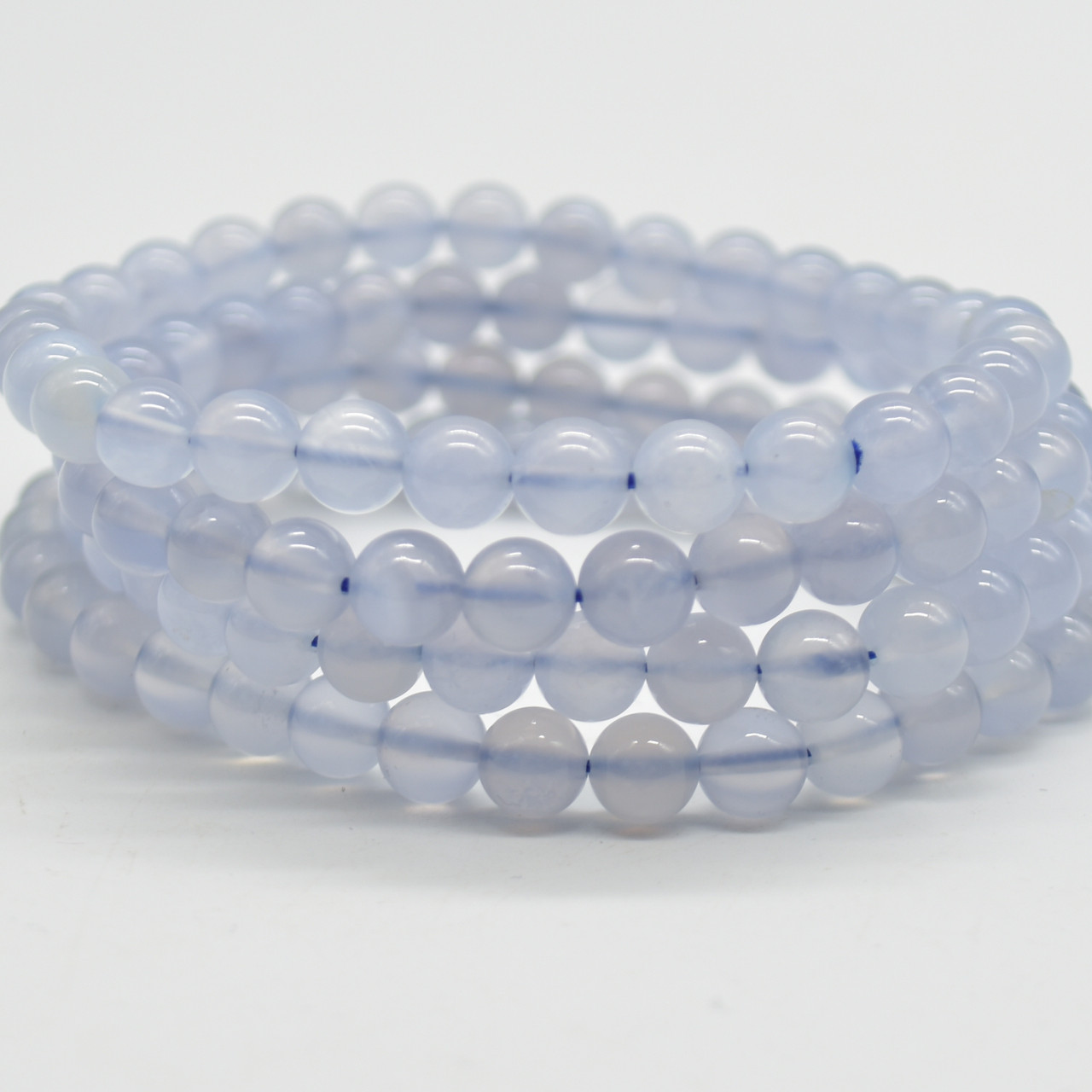 Blue Chalcedony Gemstone Round Beads Sample strand Bracelet