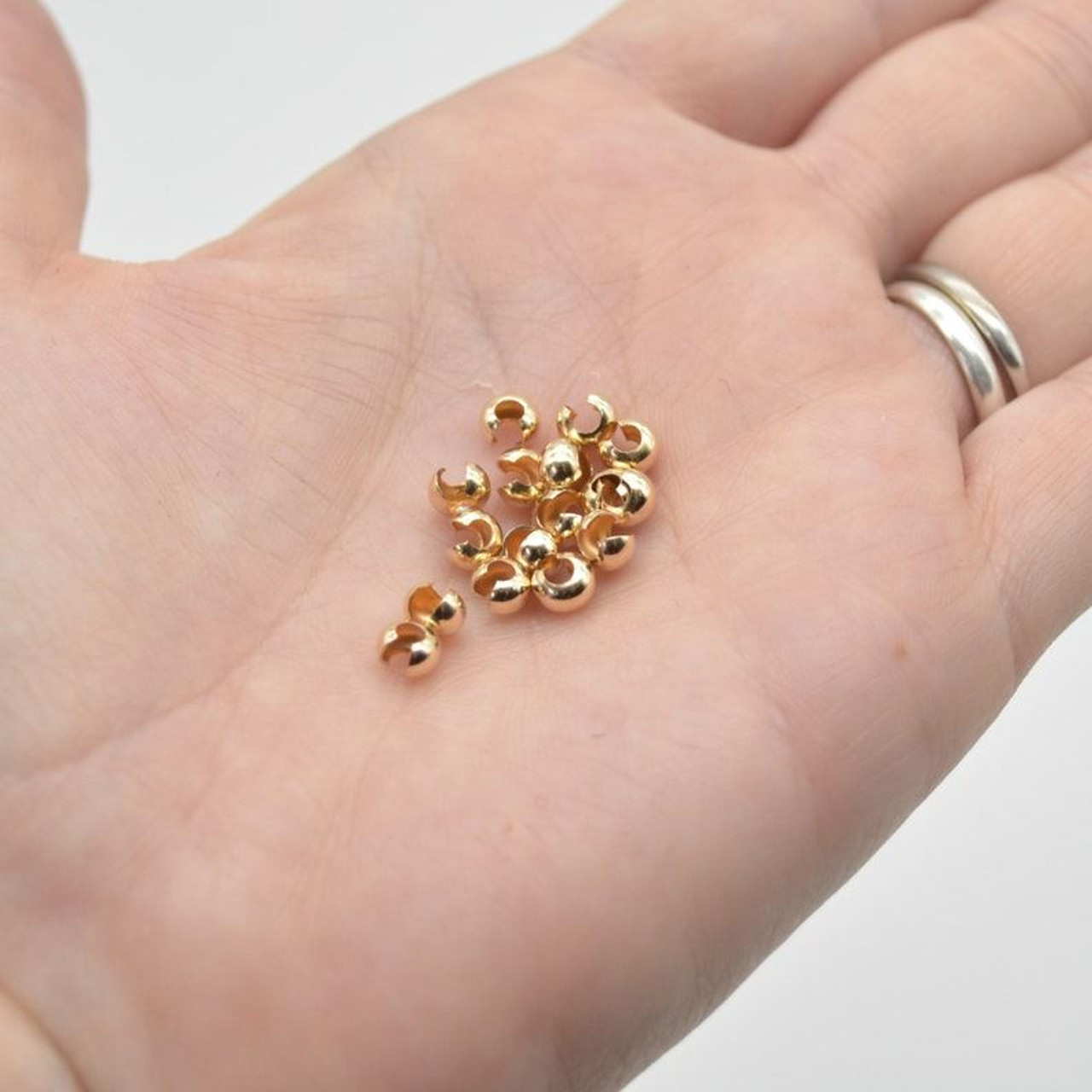 4mm Crimp Bead Covers, Gold Filled (20 Pieces)