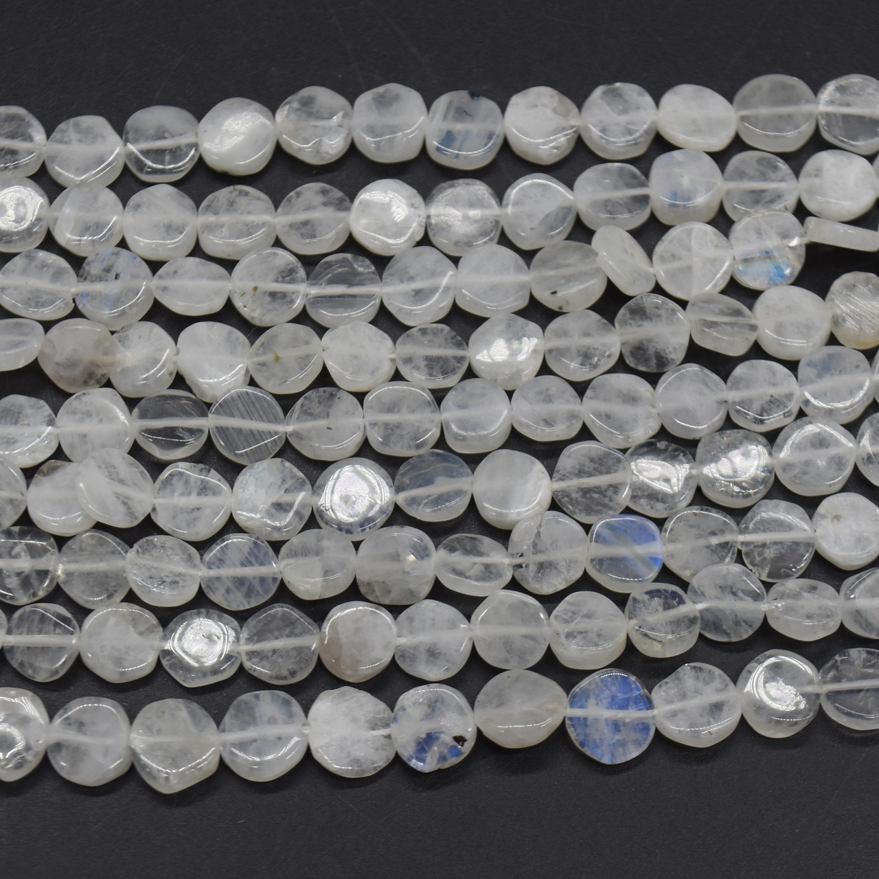 Natural Rainbow Moonstone Semi-precious Gemstone Irregular Disc
