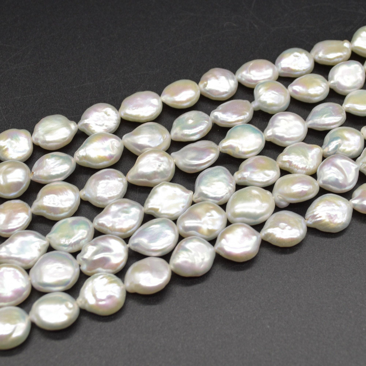 Natural Freshwater White Chunky Irregular Teardrop Shaped Round