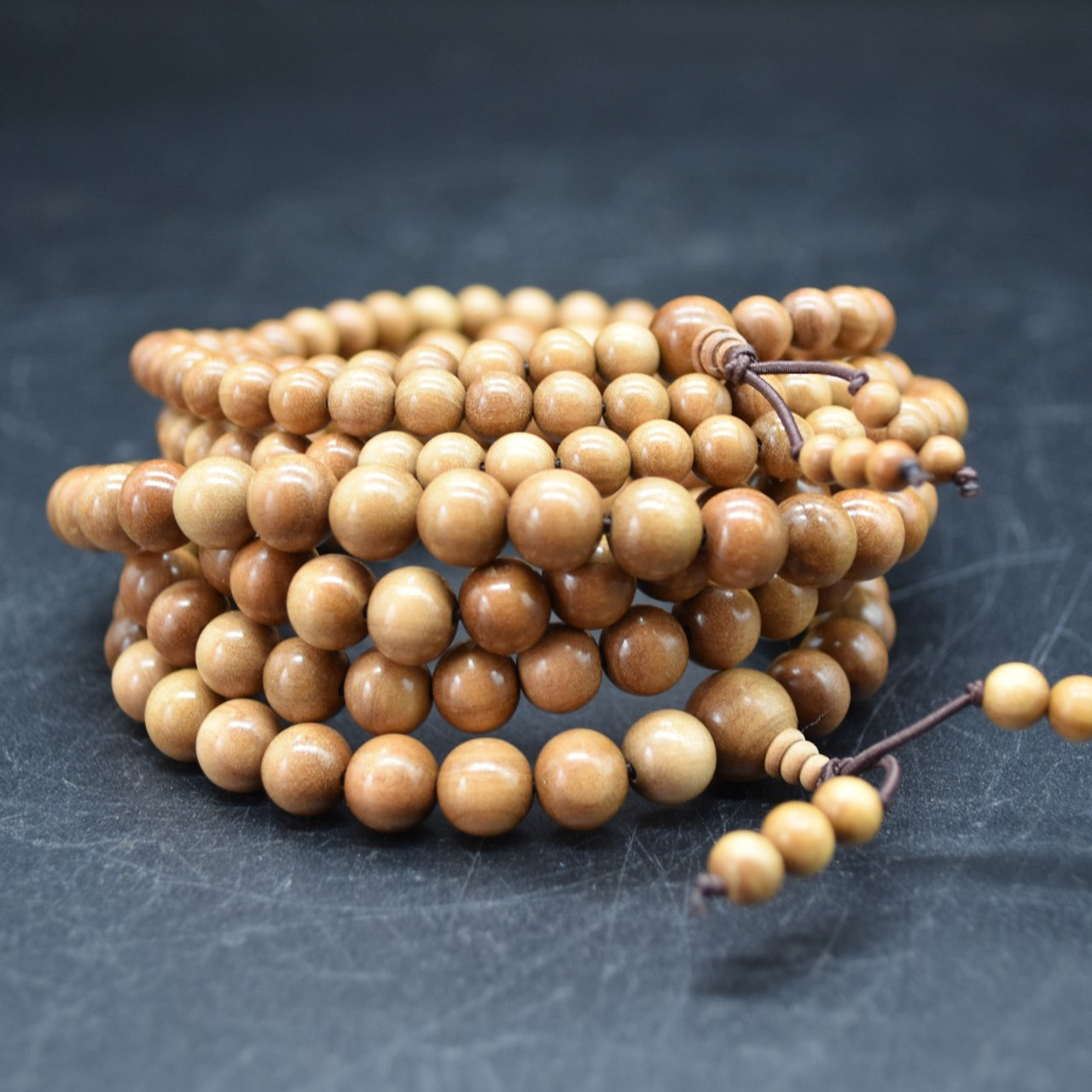 India MySore Sandalwood Round Wood Beads Bracelet / Sample Strand - Mala  Prayer Beads - 4mm, 6mm, 8mm Sizes 