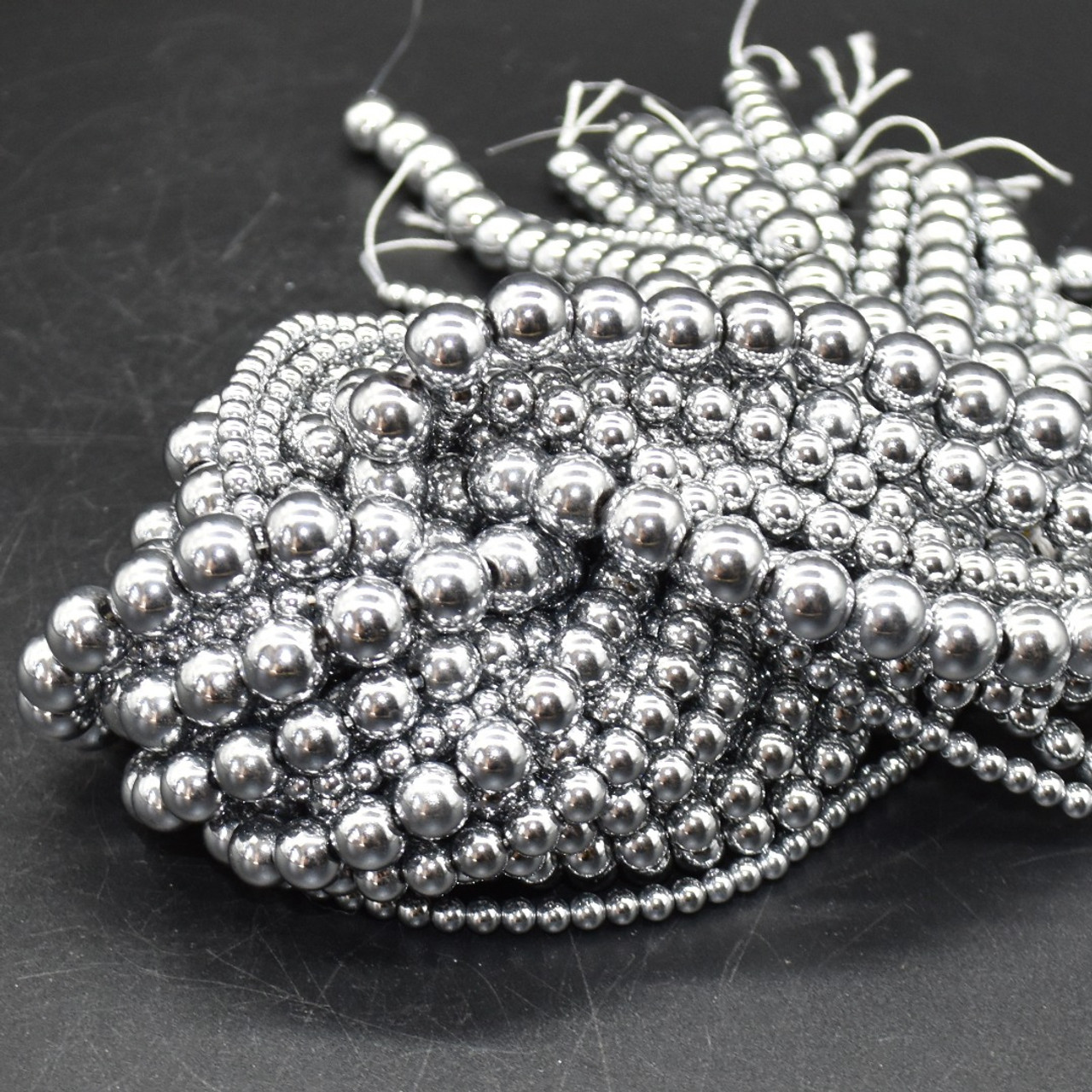 Silver hematite beads best sale