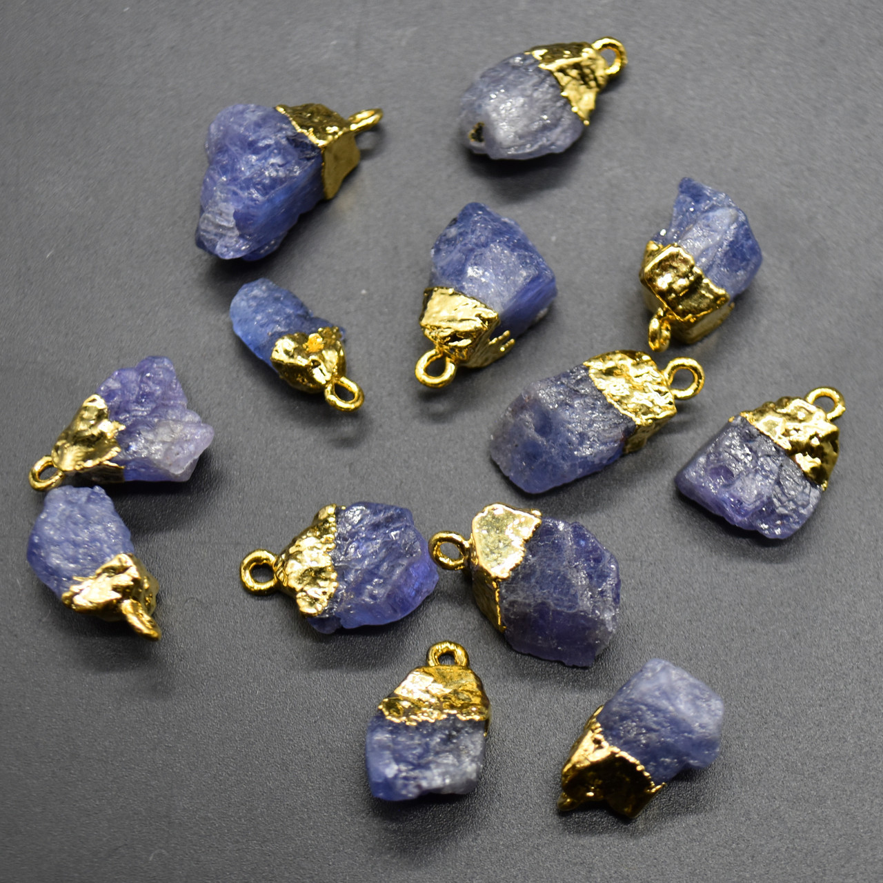 Natural Raw Semi-precious Gemstone Charm Beads, Pendants - Various Stones -  1, 2, 4 or 6 Count 