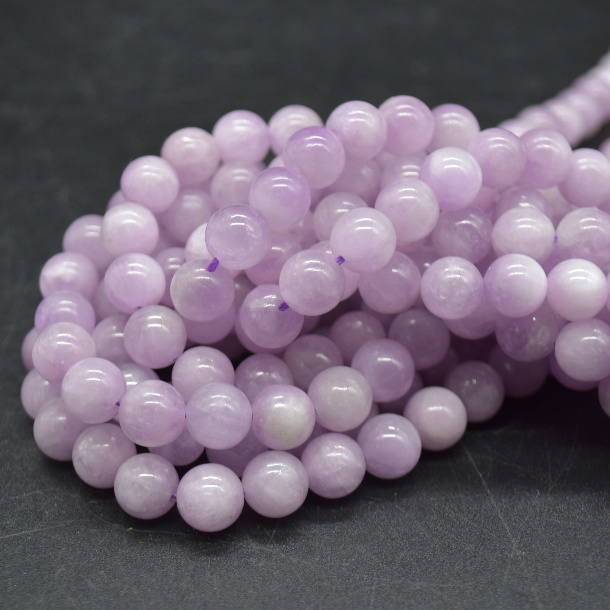 Natural AAA Grade Kunzite Crystal Round Bead Bracelet - 6/8/10mm, Purple