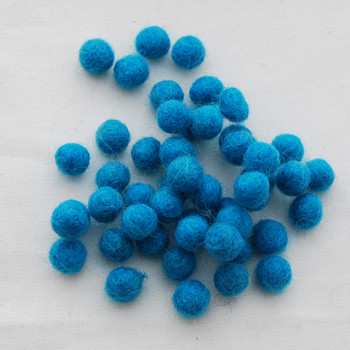 100% Wool Felt Balls - 1cm - Teal Blue - 50 Count / 100 Count