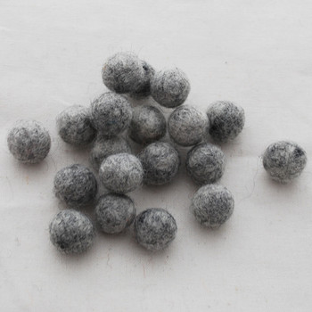 100% Wool Felt Balls - 1.5cm - Light Grey Mix - 25 Count / 100 Count