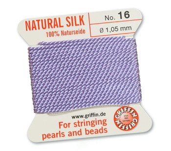 GRIFFIN 100% Natural Silk Bead Cord / String / Thread for stringing Pearls or Beads - Lilac - choose from 13 Sizes - 1 Pack