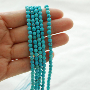 High Quality Grade A Turquoise (dyed) Semi-Precious Gemstone FACETED Round Beads - approx 4mm - 15.5" long