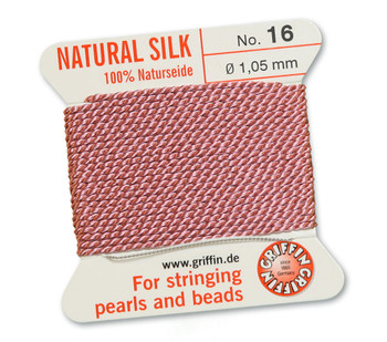 GRIFFIN 100% Natural Silk Bead Cord / String / Thread for stringing Pearls or Beads - Dark Pink - choose from 13 Sizes - 5 Packs