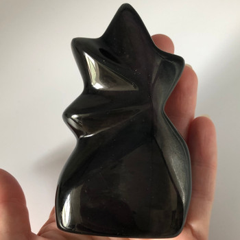 Natural Rainbow Obsidian Semi-precious Gemstone Flame Palm Stone  - 1 Count - 209 - 218 grams #02A