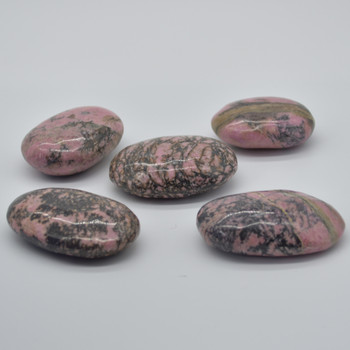 Natural Rhodonite Semi-precious Gemstone Palm Stone Tumbled Stone - 1 Count - 110 - 150 grams approx weight per stone