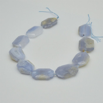 High Quality Grade A Natural Blue Lace Agate Semi-precious Gemstone Faceted Large Rectangle Pendant / Beads - approx 15.5" strand High Quality Grade A Natural Blue Lace Agate Semi-precious Gemstone Faceted Large Rectangle Pendant / Beads - approx 15.5" strand