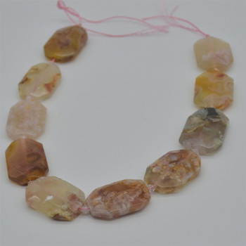 High Quality Grade A Natural Flower Agate Semi-precious Gemstone Faceted Large Rectangle Pendant / Beads - approx 15.5" strand High Quality Grade A Natural Flower Agate Semi-precious Gemstone Faceted Large Rectangle Pendant / Beads - approx 15.5" strand