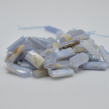 High Quality Grade A Natural Blue Lace Agate Semi-precious Gemstone Pillow / Rectangle / Pendant / Beads - approx 15.5" strand