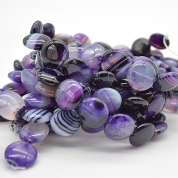 High Quality Grade A Purple Banded Agate Semi-precious Gemstone Disc Coin Beads - approx 16mm - 15.5" long strand High Quality Grade A Purple Banded Agate Semi-precious Gemstone Disc Coin Beads - approx 16mm - 15.5" long strand