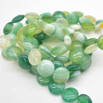 High Quality Grade A Green Banded Agate Semi-precious Gemstone Disc Coin Beads - approx 16mm - 15.5" long strand High Quality Grade A Green Banded Agate Semi-precious Gemstone Disc Coin Beads - approx 16mm - 15.5" long strand