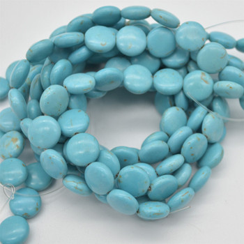 High Quality Grade A Turquoise ( Dyed ) Semi-precious Gemstone Disc Coin Beads - approx 14mm - 15.5" long strand High Quality Grade A Turquoise ( Dyed ) Semi-precious Gemstone Disc Coin Beads - approx 14mm - 15.5" long strand