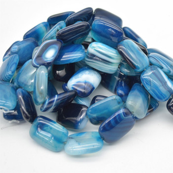 High quality Grade A blue banded agate semi-precious gemstone rectangle beads - approx 18mm x 25mm - 15.5" long strand High quality Grade A blue banded agate semi-precious gemstone rectangle beads - approx 18mm x 25mm - 15.5" long strand