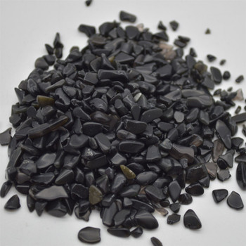 Natural Black Obsidian Tumblestone Chips - approx 100g - approx 3mm - 10mm