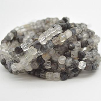 High Quality Grade A Natural Tourmalinated Quartz Semi-precious Gemstone Faceted Cube Beads - 3mm - 4mm - 15.5" strand High Quality Grade A Natural Tourmalinated Quartz Semi-precious Gemstone Faceted Cube Beads - 3mm - 4mm - 15.5" strand