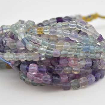 High Quality Grade A Natural Rainbow Fluorite Semi-precious Gemstone Faceted Cube Beads - 3mm - 4mm & 5 - 6mm - 15.5" long strand High Quality Grade A Natural Rainbow Fluorite Semi-precious Gemstone Faceted Cube Beads - 3mm - 4mm & 5 - 6mm - 15.5" long strand