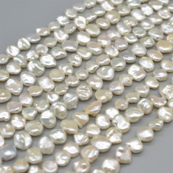High Quality Grade A Natural White Freshwater Baroque Nugget Keshi Pearl Beads - Iridescent Rainbow Hue - Irregular Shapes - 9-10mm - 15.5" High Quality Grade A Natural White Freshwater Baroque Nugget Keshi Pearl Beads - Iridescent Rainbow Hue - Irregular Shapes - 9-10mm - 15.5"